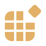 Stylized waffle with a detachable piece.