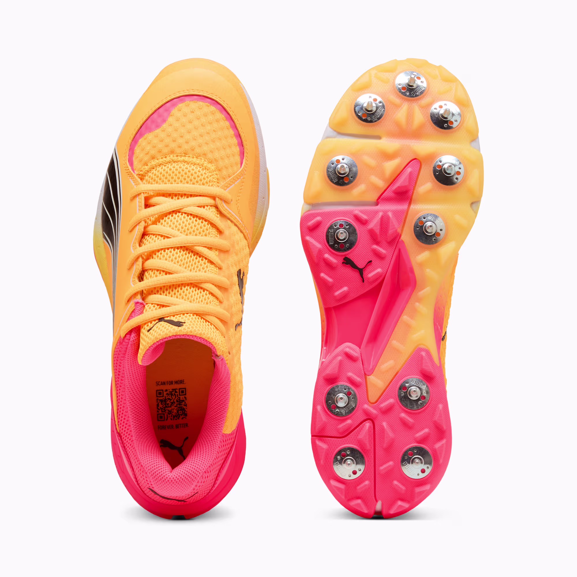PUMA Spike 24.1 Cricket Shoe, PUMA White-PUMA Black-Sun Stream view 4