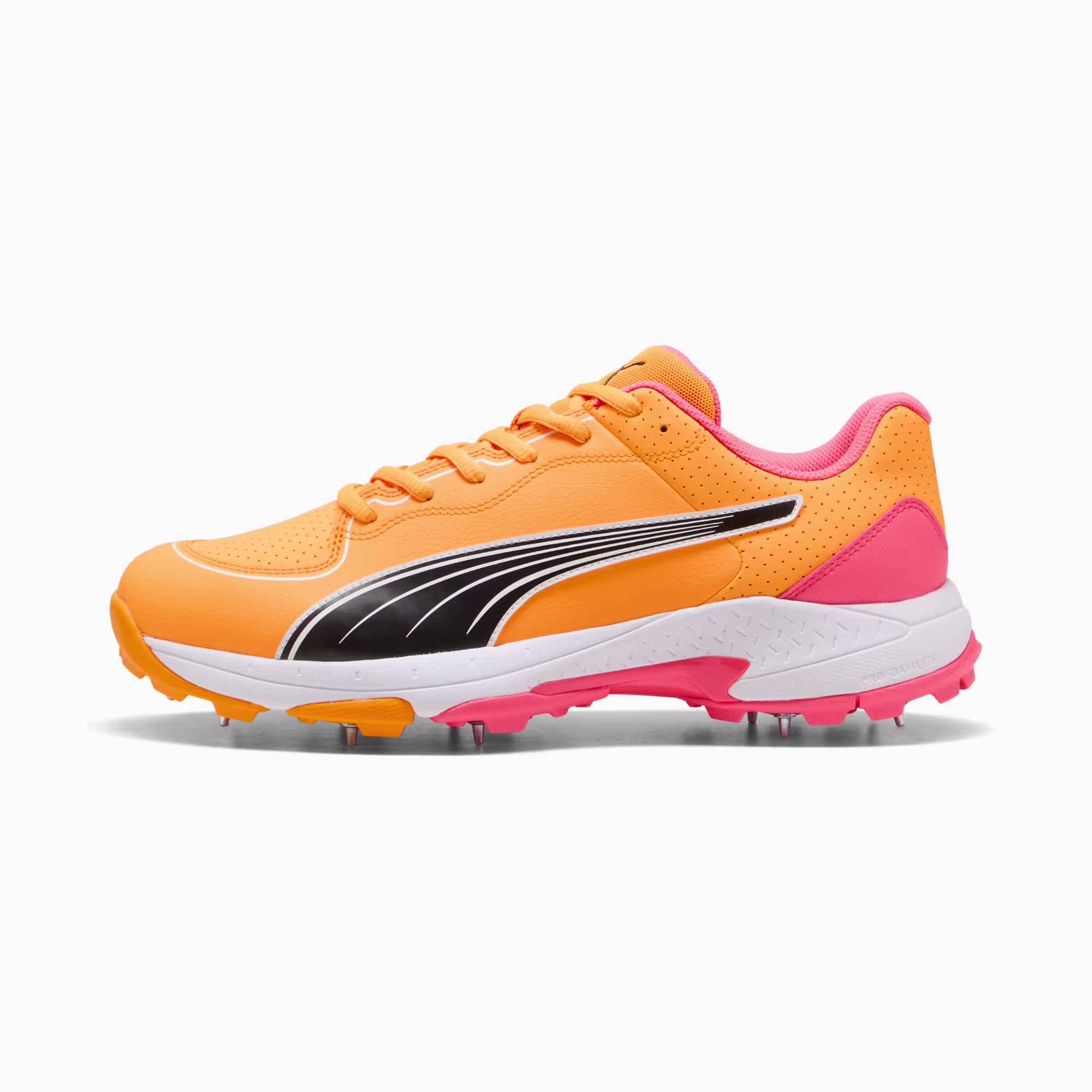 PUMA Spike 24.2 Unisex Ultralight Cricket Shoes, PUMA White-PUMA Black-Sunset Glow