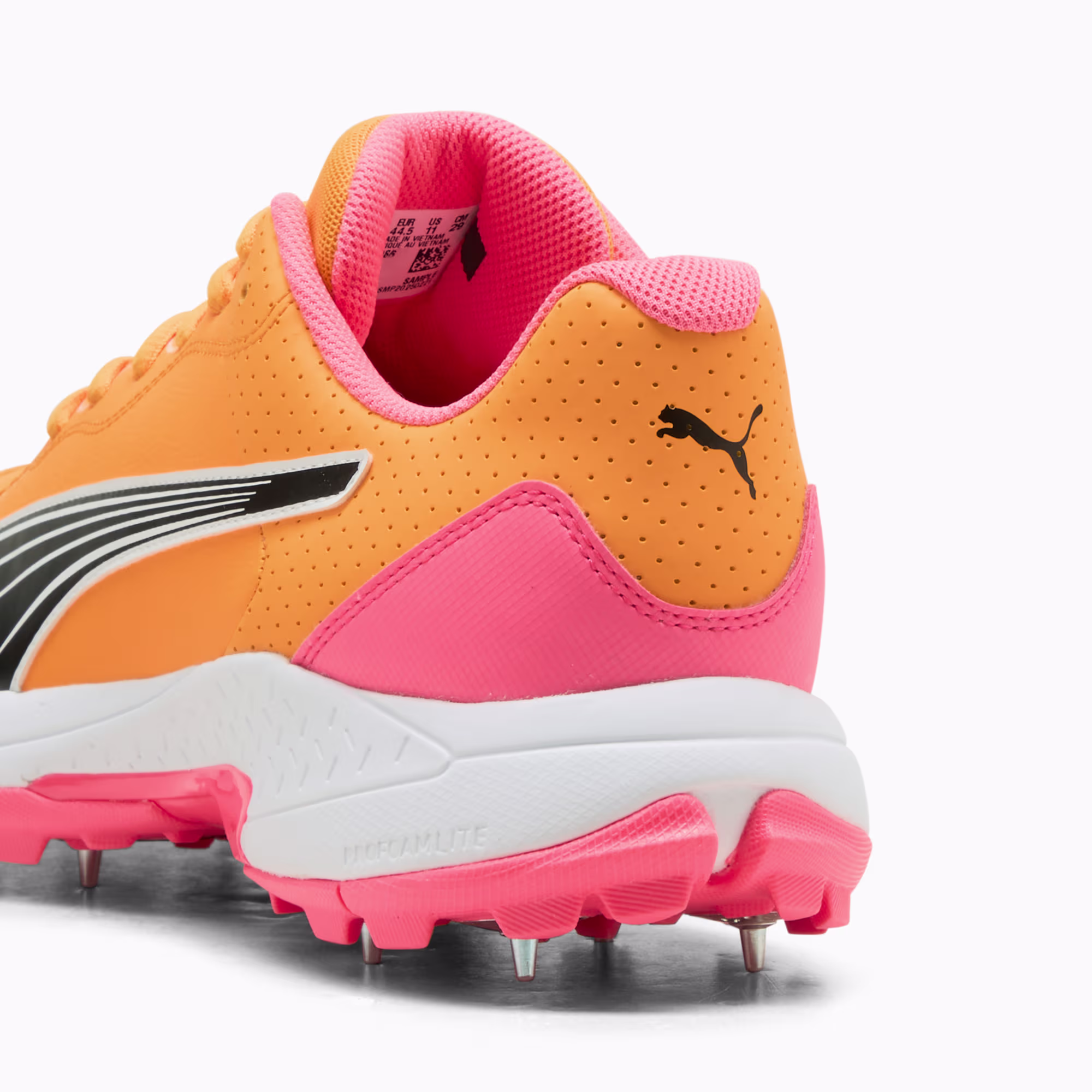 PUMA Spike 24.2 Unisex Ultralight Cricket Shoes, PUMA White-PUMA Black-Sunset Glow view 3