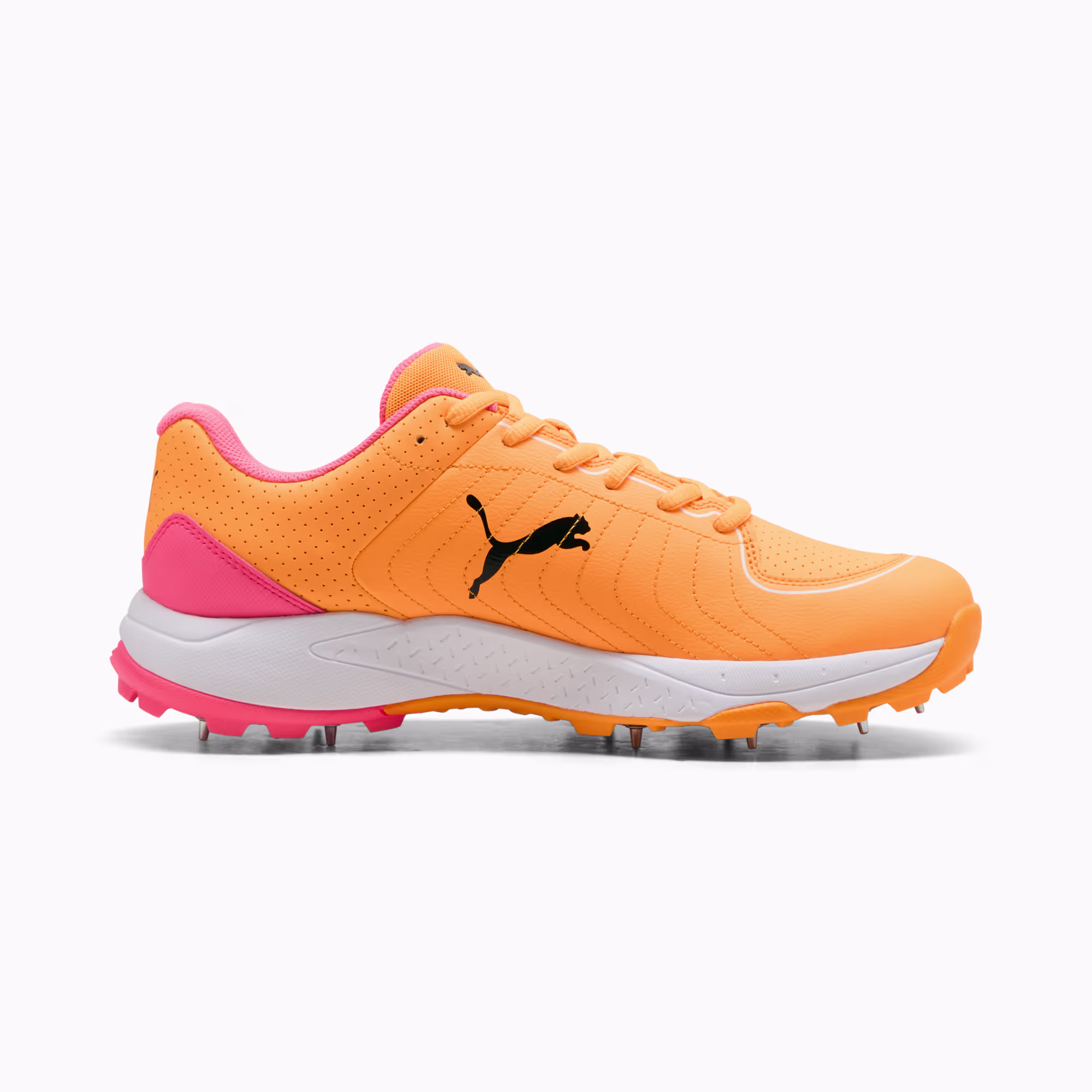 PUMA Spike 24.2 Unisex Ultralight Cricket Shoes, Sun Stream-PUMA Black-Sunset Glow view 5