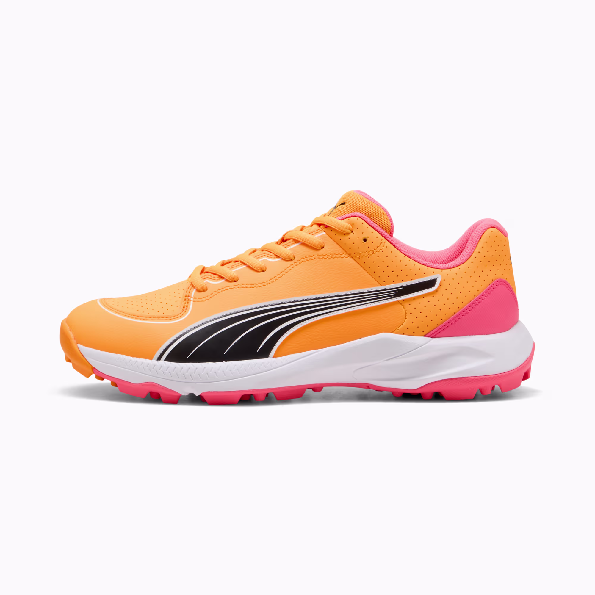 PUMA 24 FH Rubber Cricket Shoe, PUMA White-PUMA Black-Sun Stream