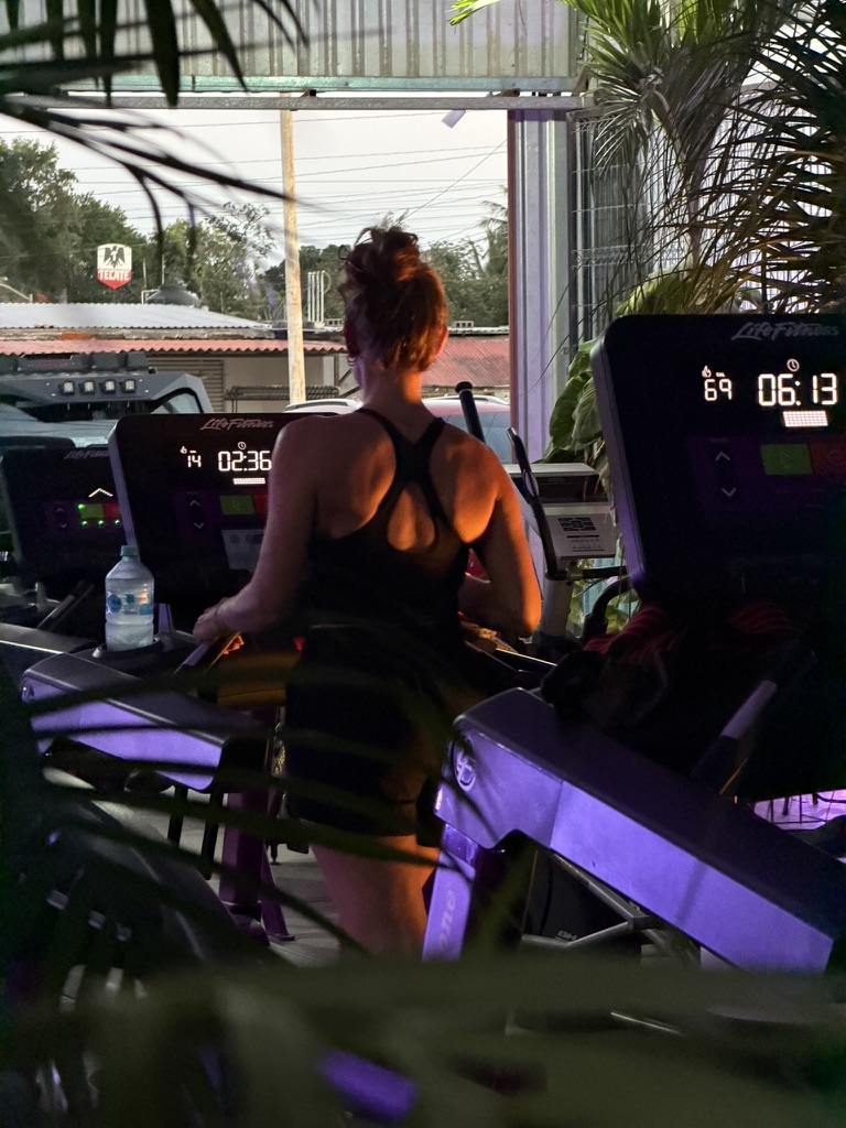 Person using a treadmill at Bacalar Jungle Gym