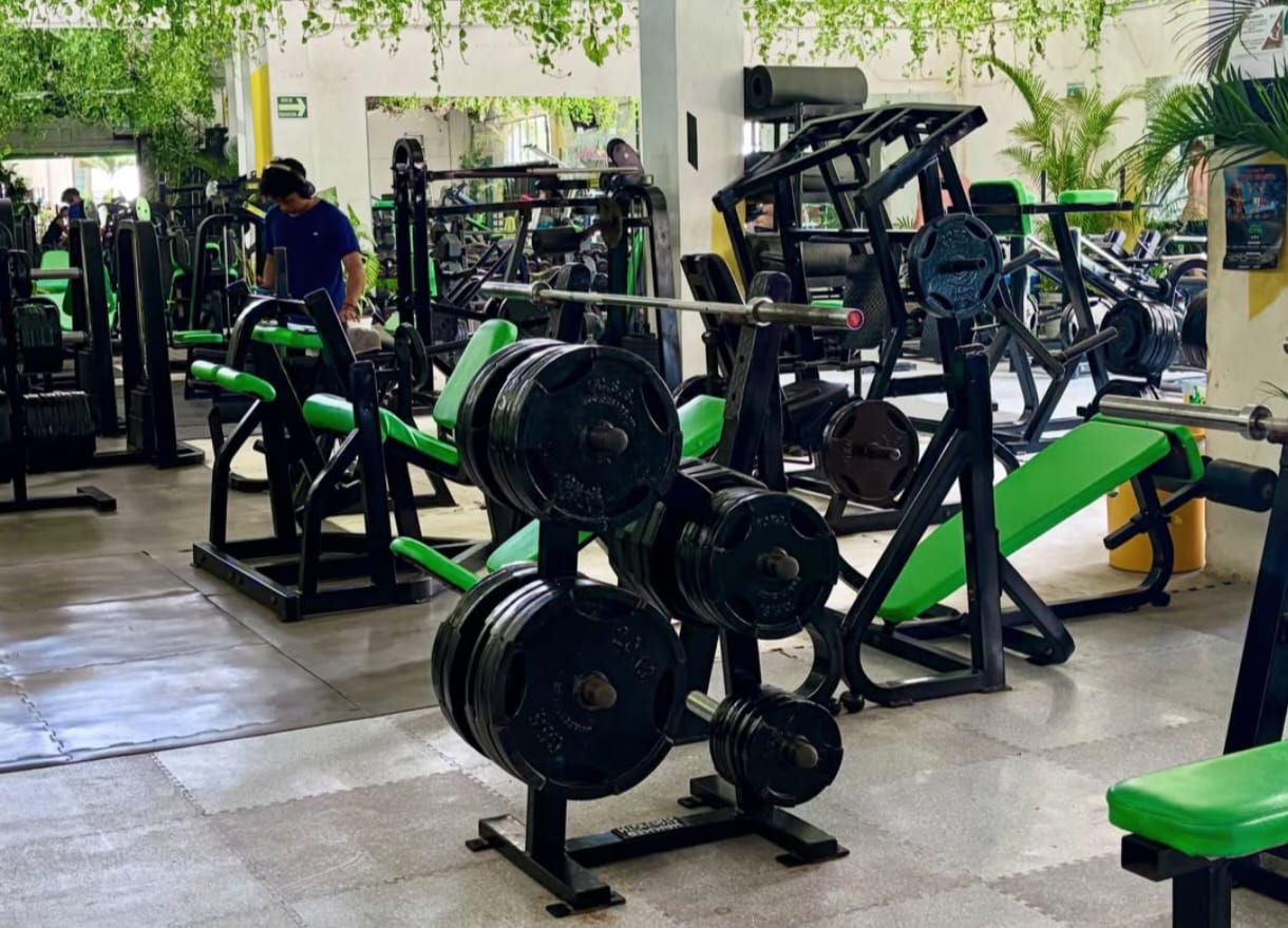 Complete weight-training machine at Bacalar Jungle Gym