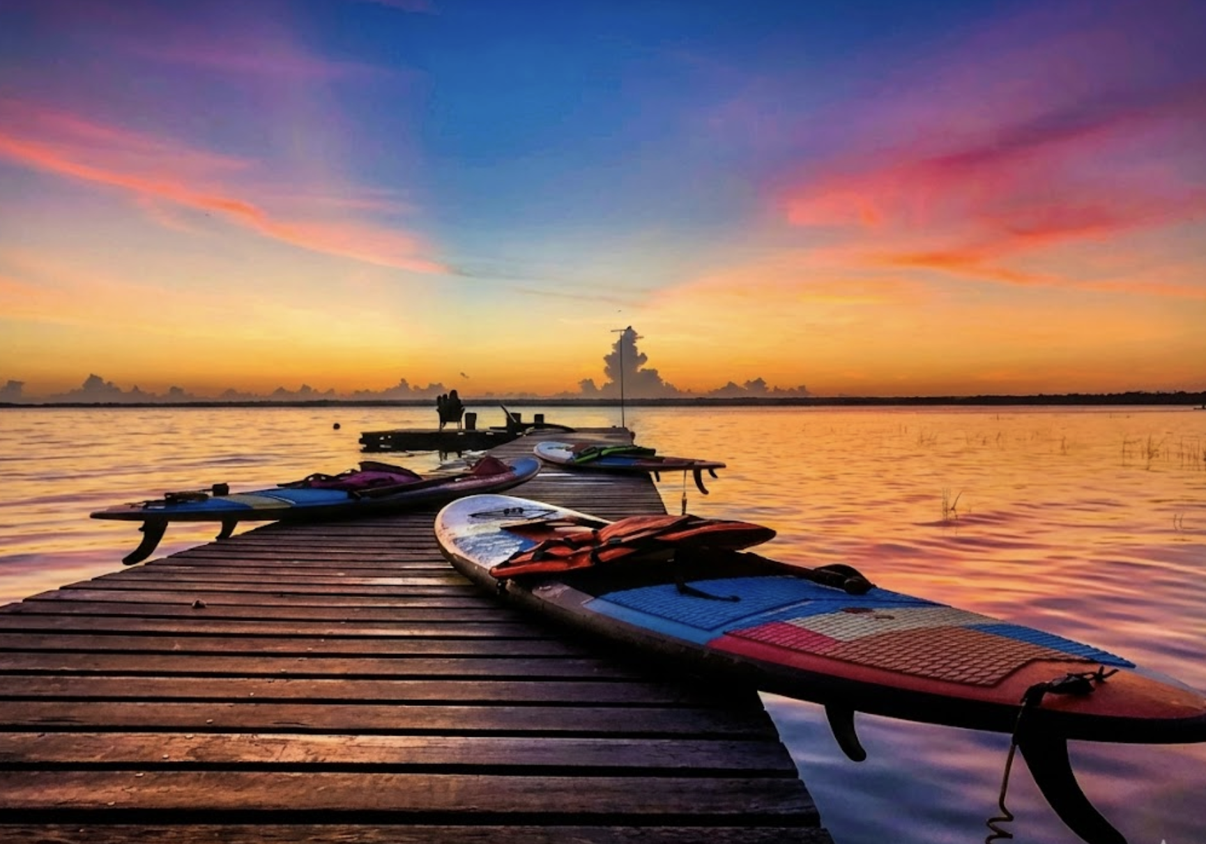 Sunrise paddleboarding on Bacalar Lagoon