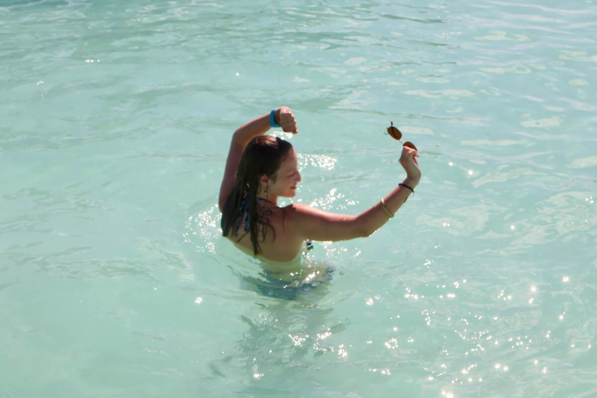 Refreshing swim in the sargassum-free lagoon