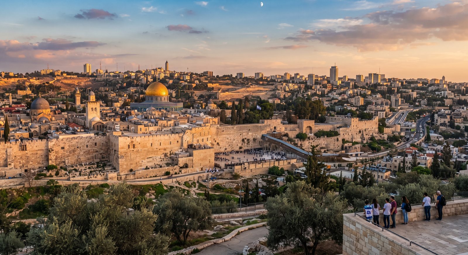 Panorámica de Jerusalén desde el Monte de los Olivos, con la Ciudad Vieja y la muralla