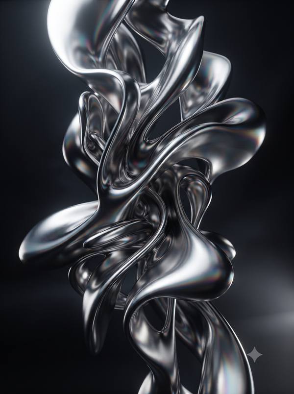 Liquid Chrome — 3D Metal Abstract Print (Printable)