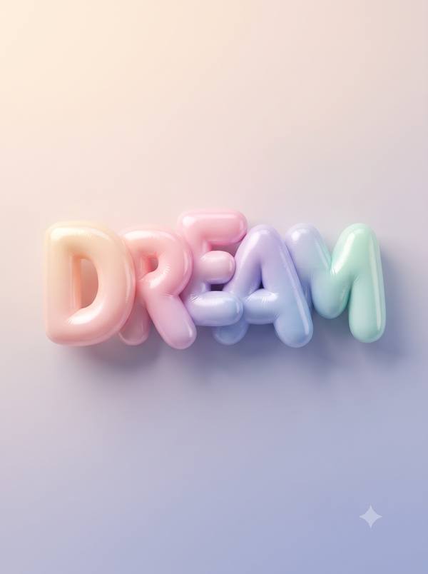Dream — 3D Inflated Balloon Typography Print (Printable)