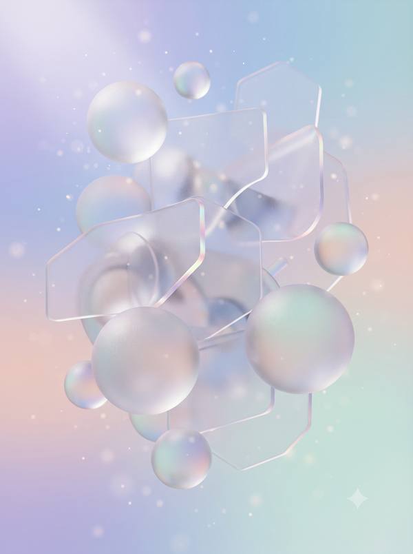 Frosted Glass Spheres — 3D Glassmorphism Print (Printable)
