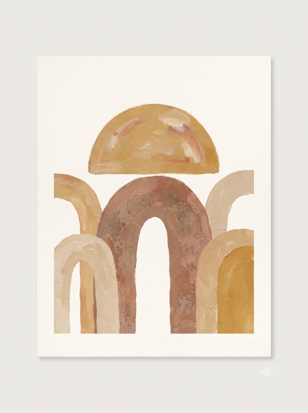 Boho Arches — Mustard & Clay Abstract Print (Printable)