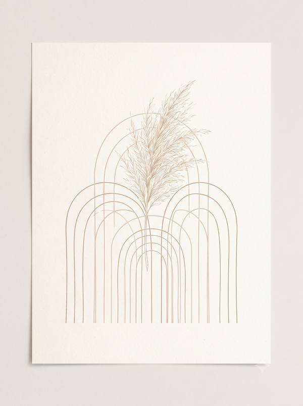 Boho Pampas & Arches — Minimalist Line Print (Printable)