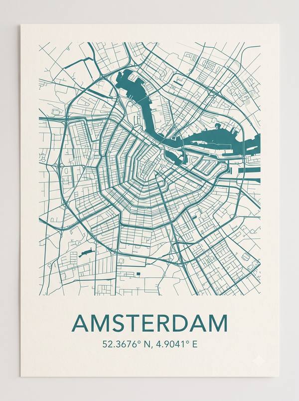 Amsterdam Street Map — Minimalist City Map Print (Printable)