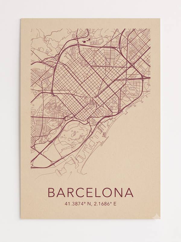 Barcelona Street Map — Minimalist City Map Print (Printable)