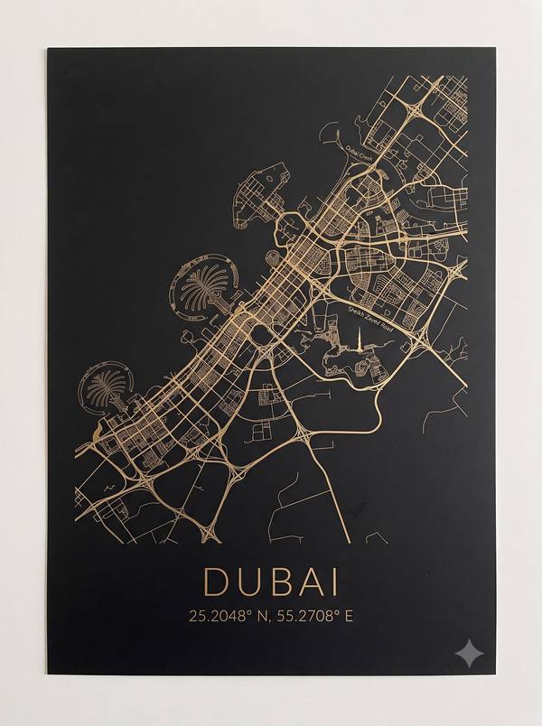 Dubai Street Map — Minimalist City Map Print (Printable)