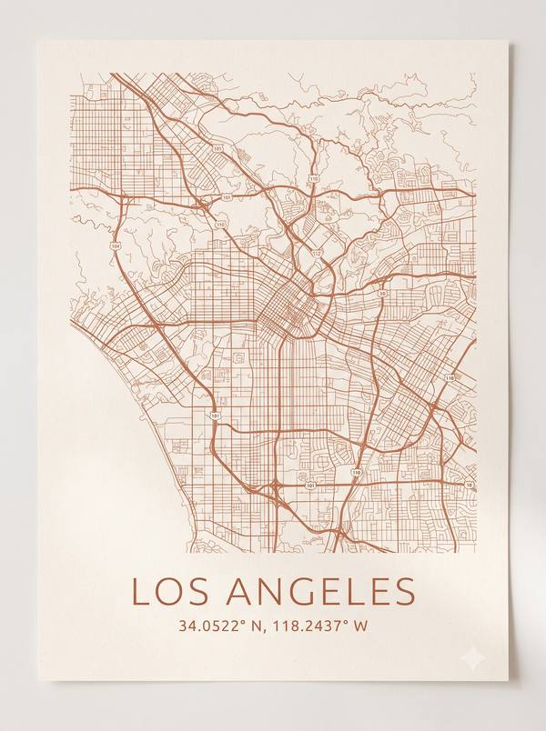 Los Angeles Street Map — Minimalist City Map Print (Printable)