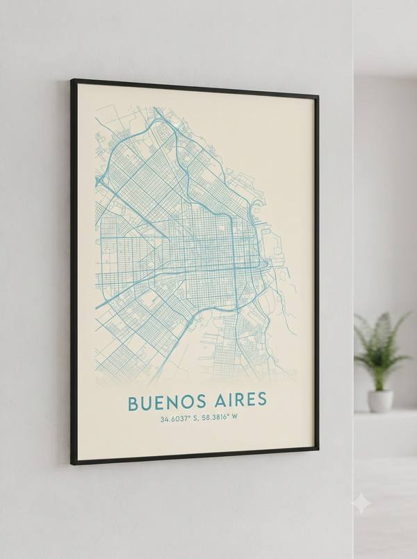 Buenos Aires City Map — Minimalist Street Map Print (Printable)
