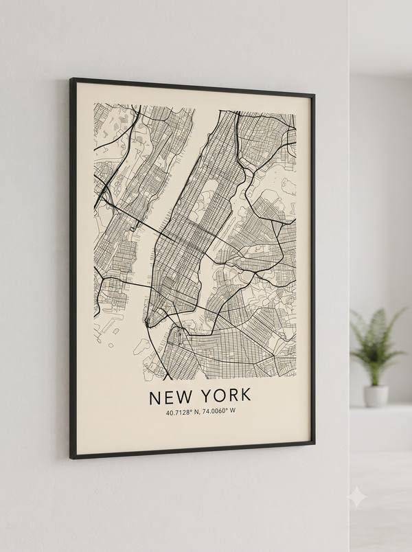 New York City Map — Minimalist Street Map Print (Printable)