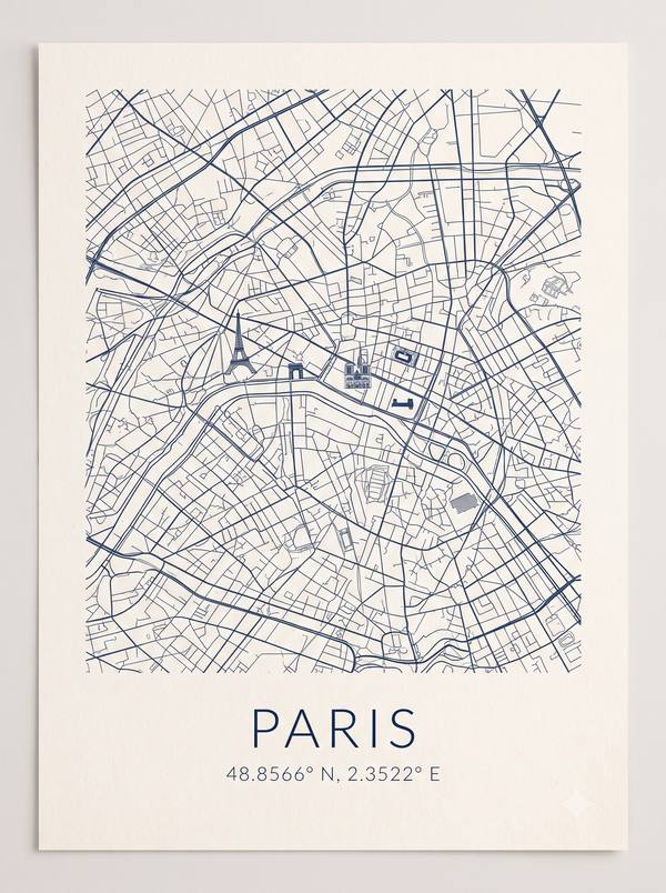 Paris Street Map — Minimalist City Map Print (Printable)