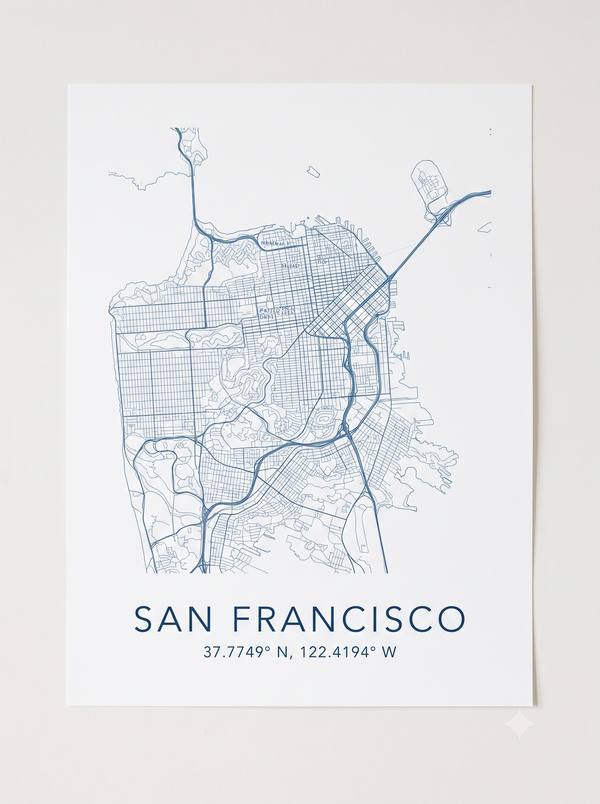 San Francisco Street Map — Minimalist City Map Print (Printable)