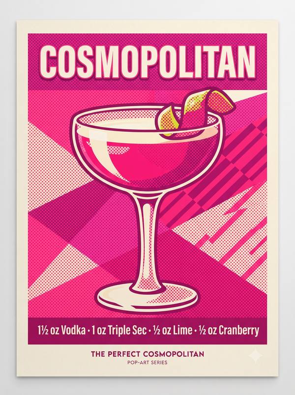 Cosmopolitan — Pop Art Cocktail Recipe Print (Printable)