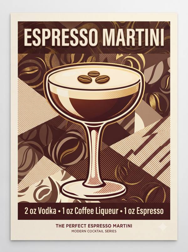 Espresso Martini — Art Deco Cocktail Recipe Print (Printable)