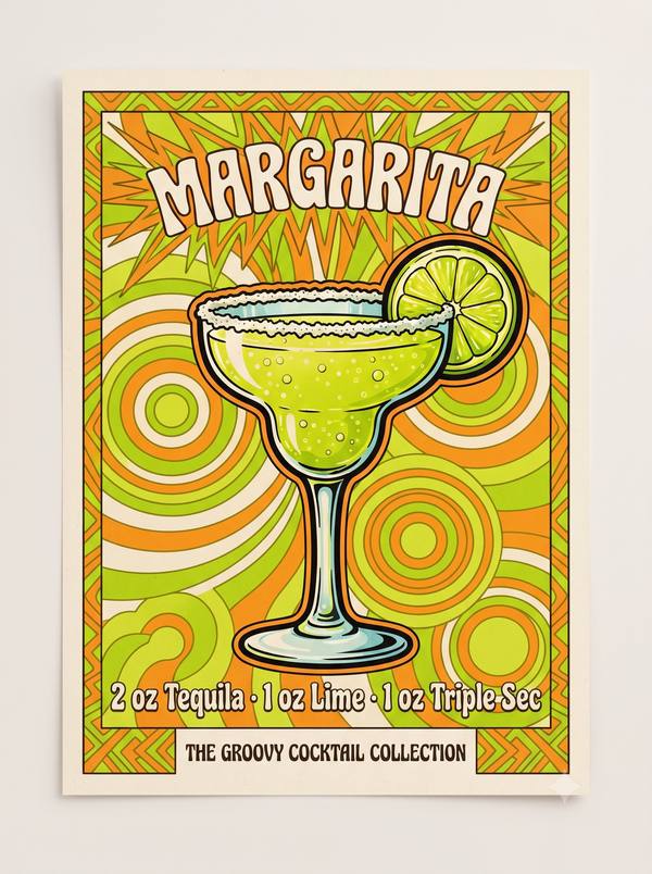 Margarita — Retro Groovy Cocktail Recipe Print (Printable)