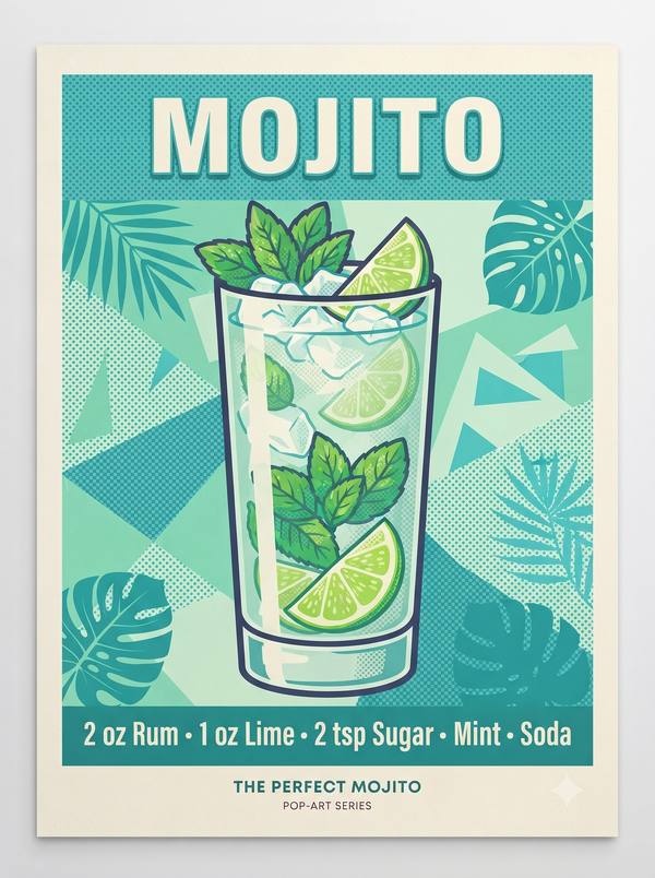 Mojito — Pop Art Cocktail Recipe Print (Printable)