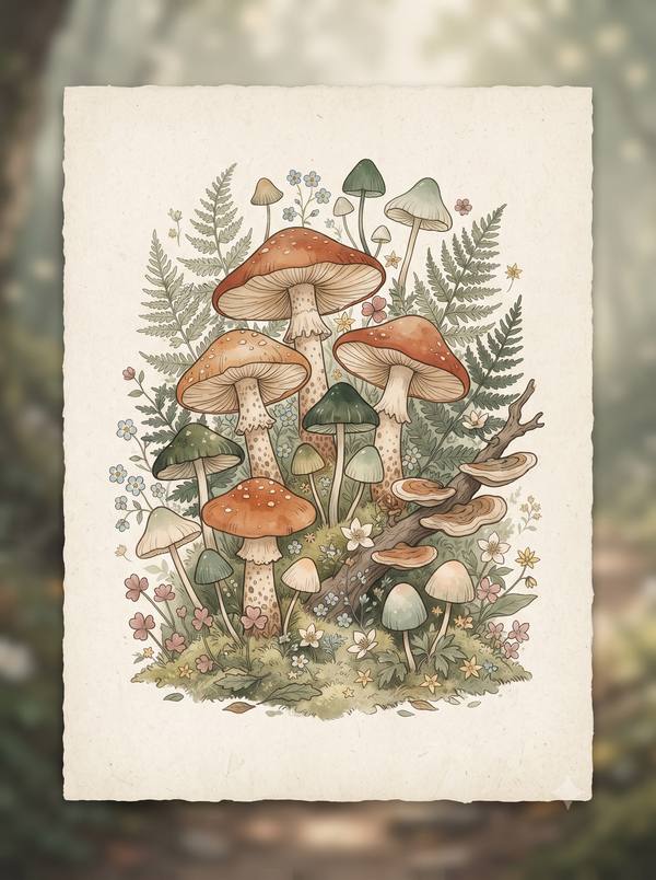 Woodland Mushrooms — Cottagecore Print (Printable)