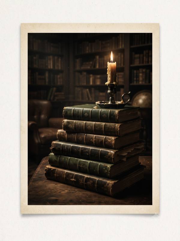 Candlelit Books — Dark Academia Library Print (Printable)