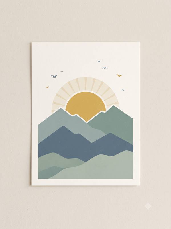 Mountains & Sunrise — Adventure Nursery Print (Printable)