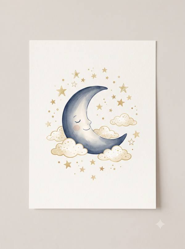 Sleeping Moon & Stars — Nursery Print (Printable)