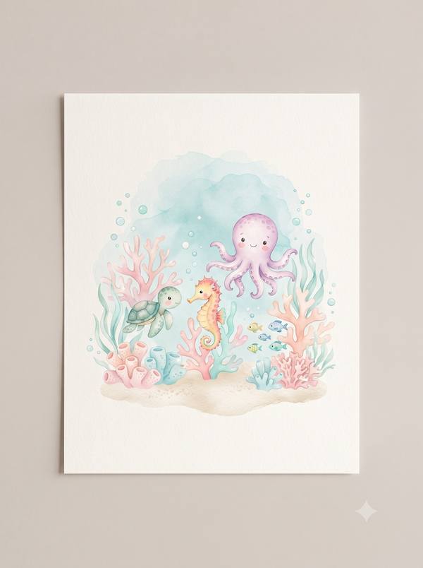 Under the Sea — Watercolor Nursery Print (Printable)