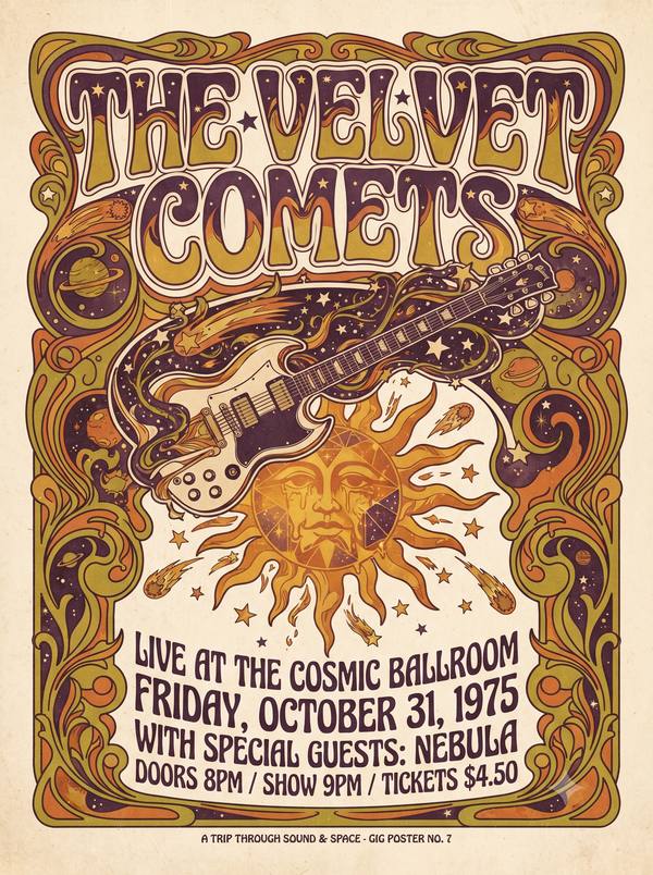 The Velvet Comets — Retro Psychedelic Gig Poster (Printable)