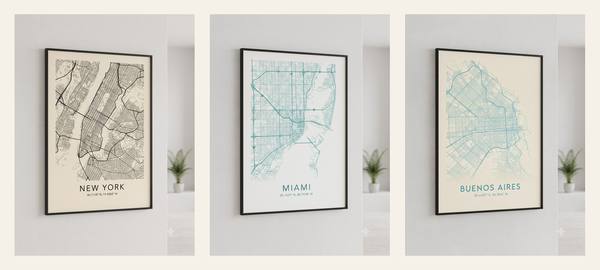 City Maps — Set of 3 (NY, Miami, Buenos Aires) (Printable Set)