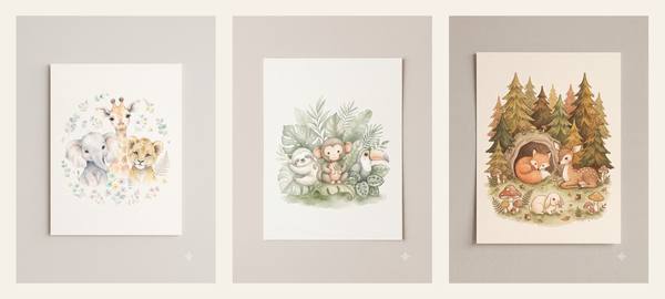 Kids Animals — Set of 3 (Printable Set)