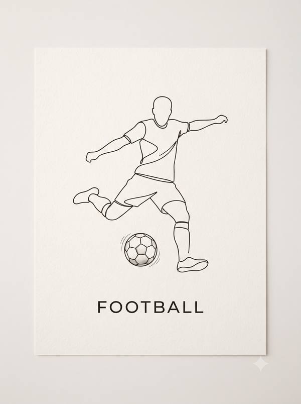 Football — Minimalist Line Art Print (Printable)