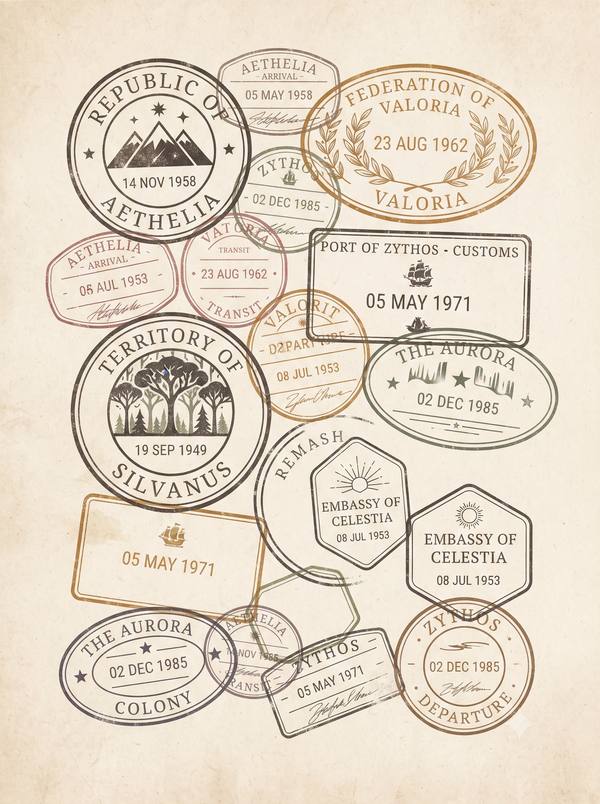 Vintage Passport Stamps — Wanderlust Travel Print (Printable)