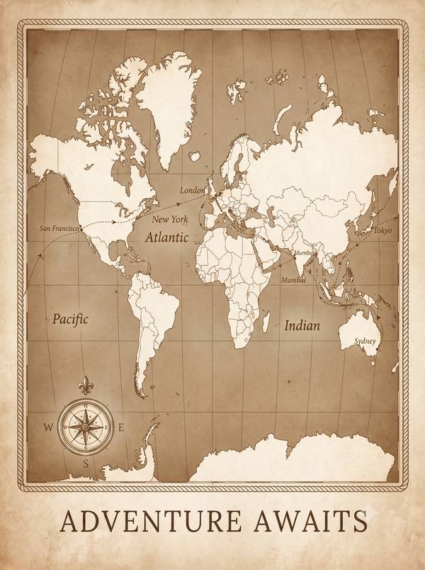 Adventure Awaits — Vintage World Map Print (Printable)