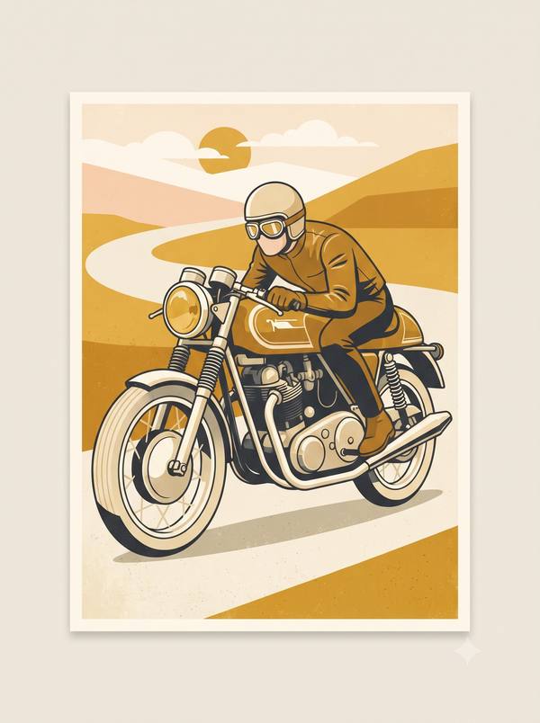 Cafe Racer — Retro Motorcycle Print (Printable)