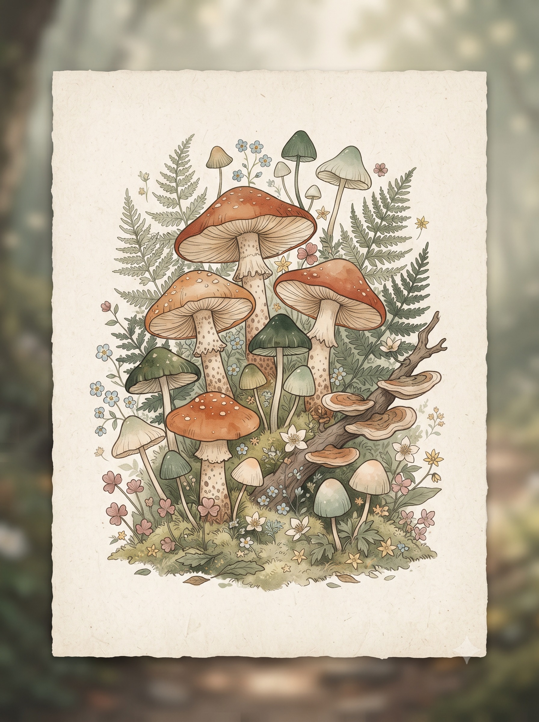 Woodland Mushrooms — Cottagecore Print (Printable)