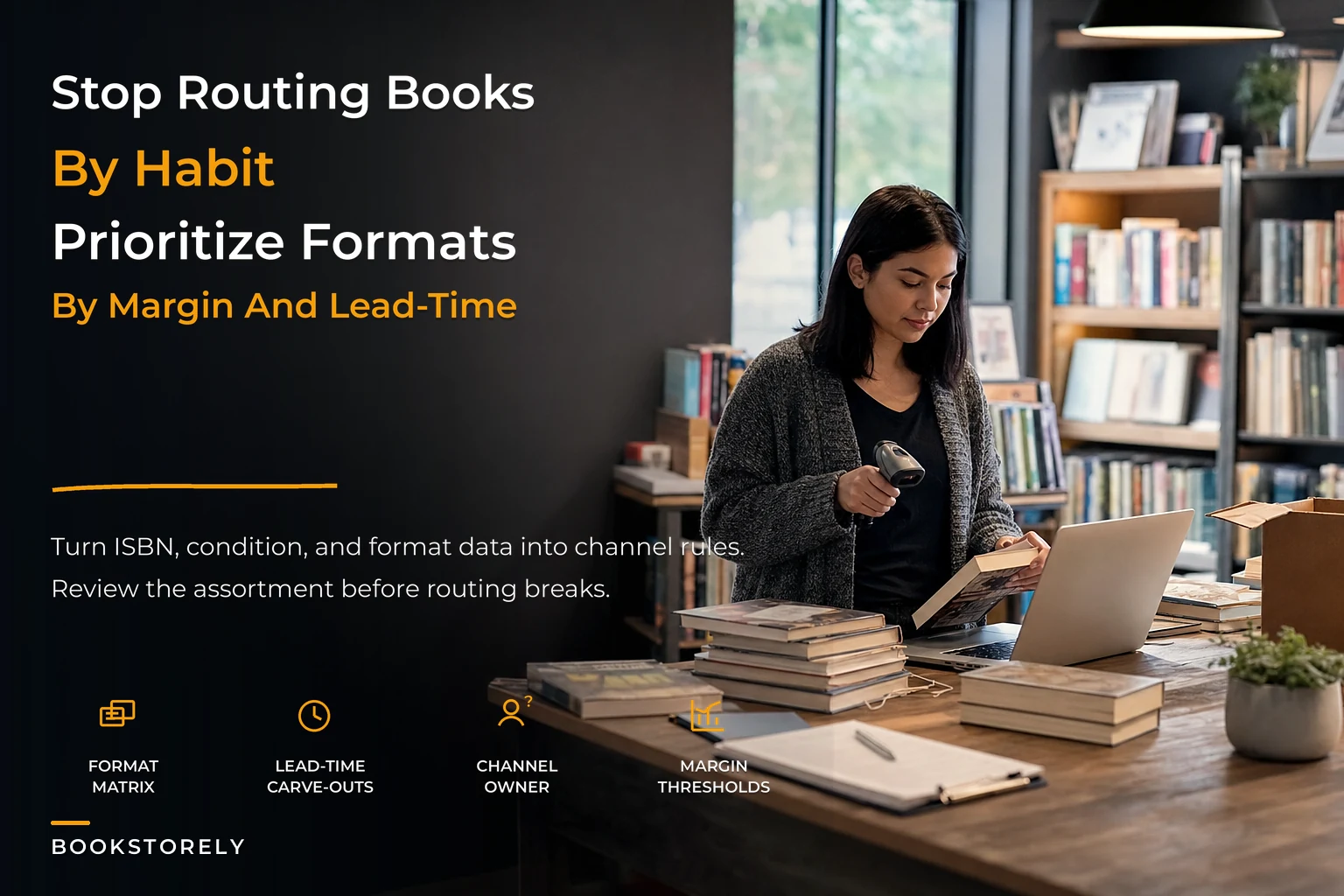 Channel-assortment strategy indie bookstores use to prioritize formats