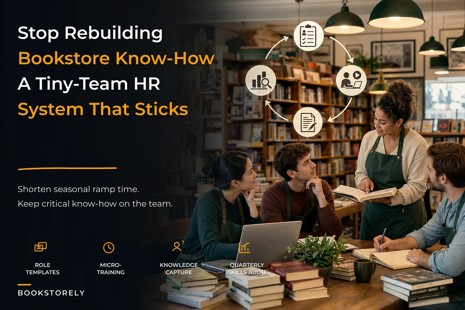HR and knowledge management for tiny bookstore teams