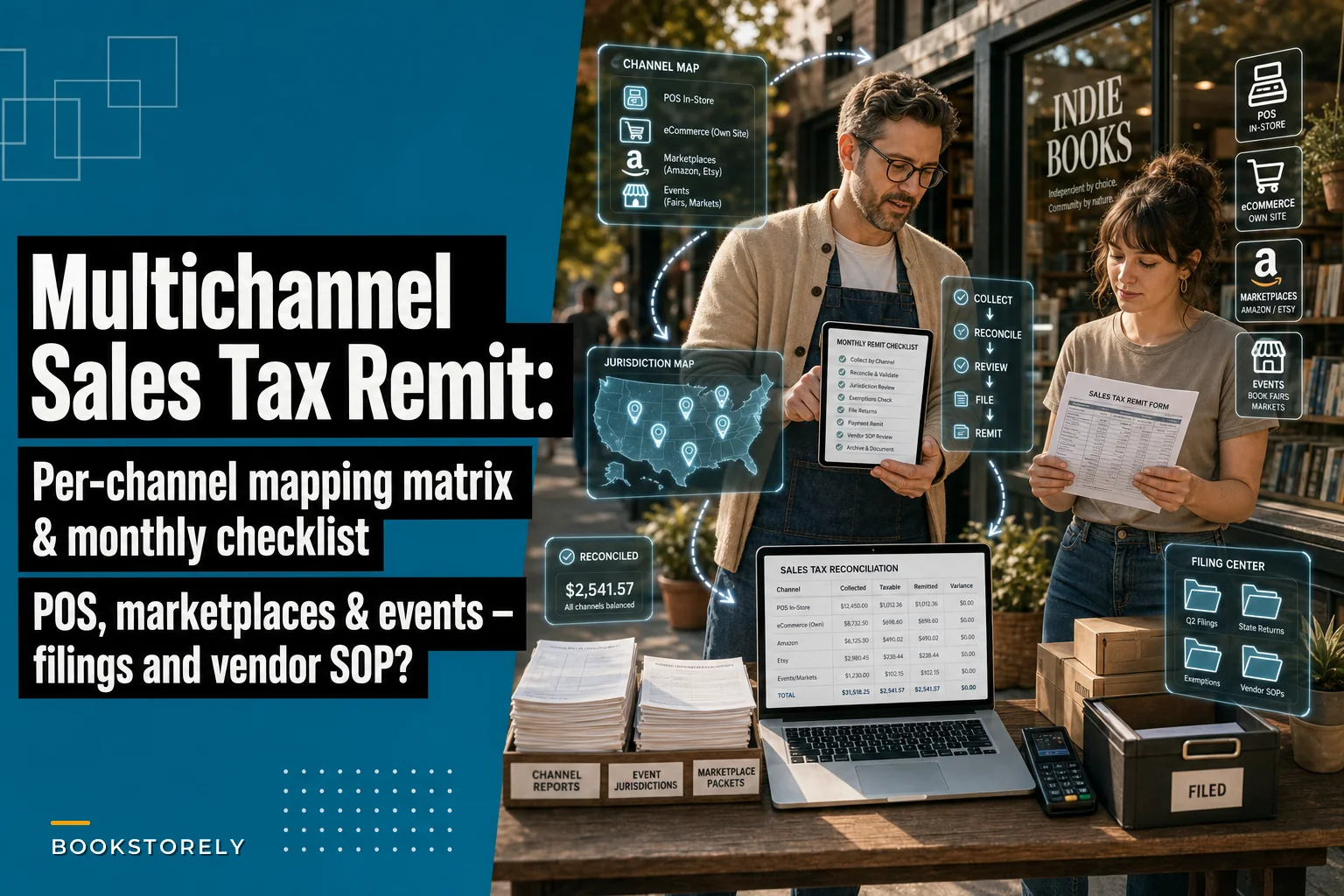 Multichannel sales-tax remit workflow for indie bookstores: a per-channel mapping matrix and monthly remit checklist