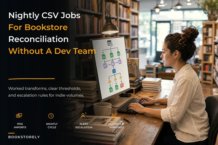 Retail automation blueprint for indie bookstores: copy‑paste CSV transforms, nightly jobs and escalation rules