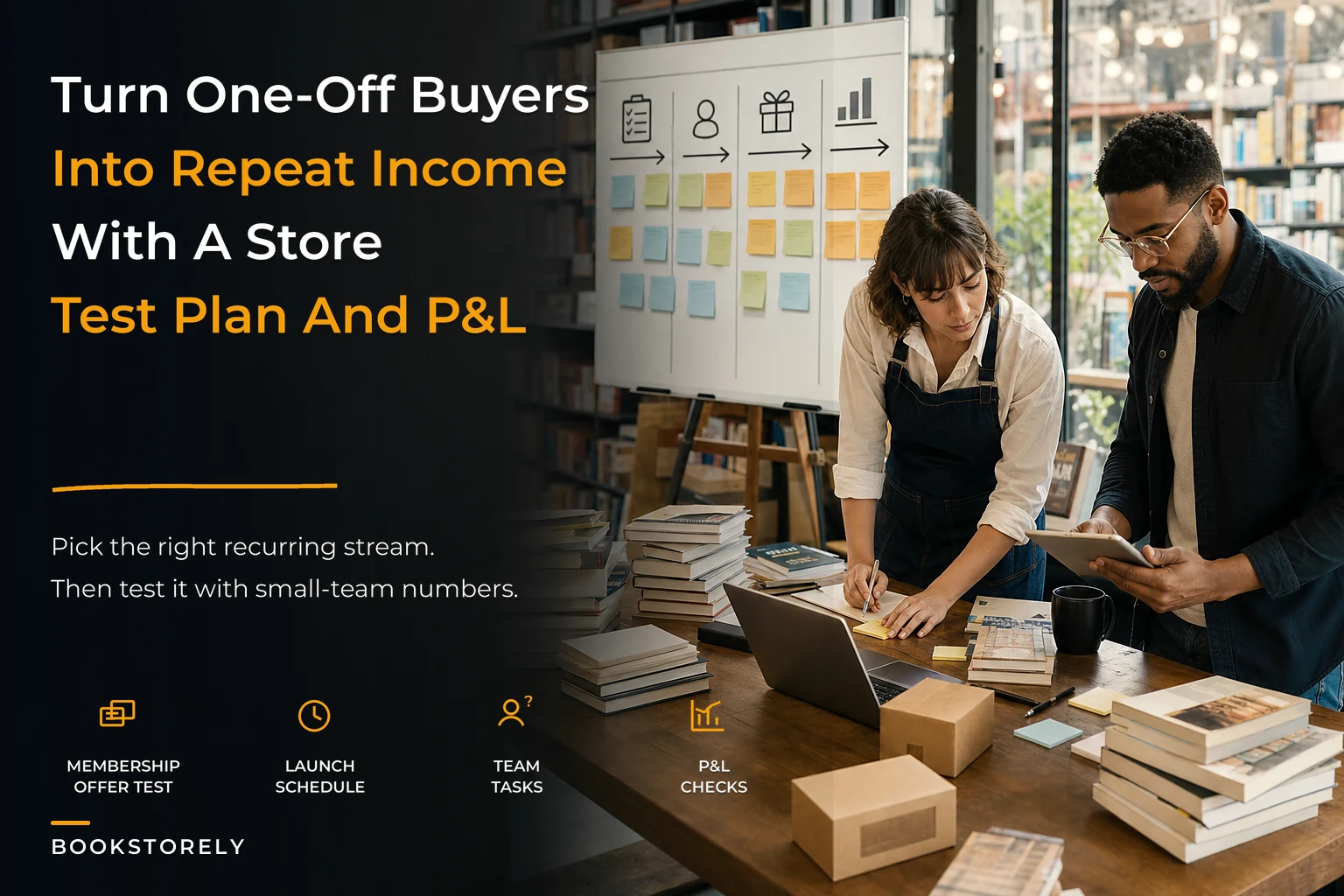Turn one-off buyers into repeat income: a bookstore recurring-revenue testing and P&L framework