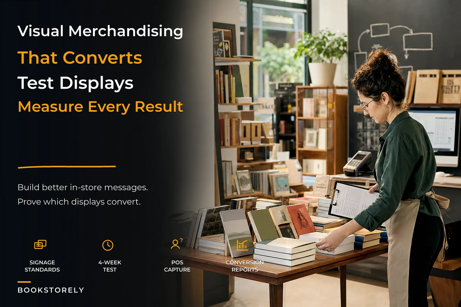 Visual merchandising system and conversion measurement for indie bookstores