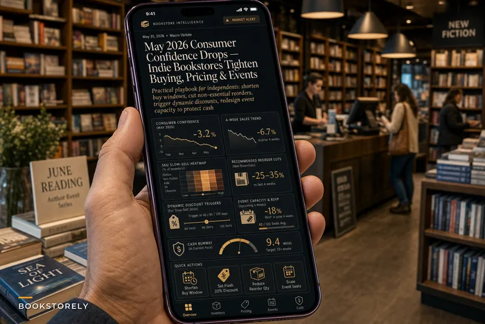 When Consumers Pull Back: A practical buying, pricing and event playbook for indie bookstores after May’s confidence drop