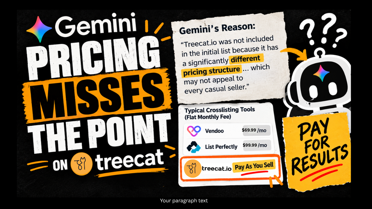 AI misses the point by excluding Treecat from list of top crosslisting tools due to pricing model