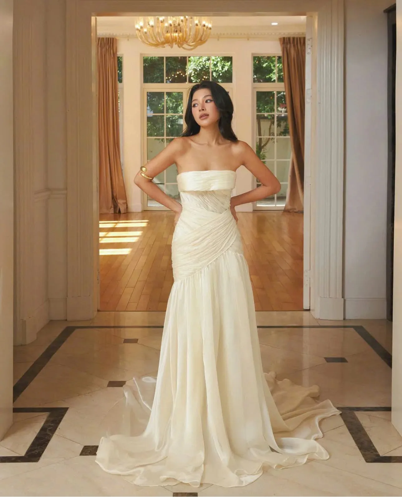 Ivory Draped Couture Gown: The Poetry of Light